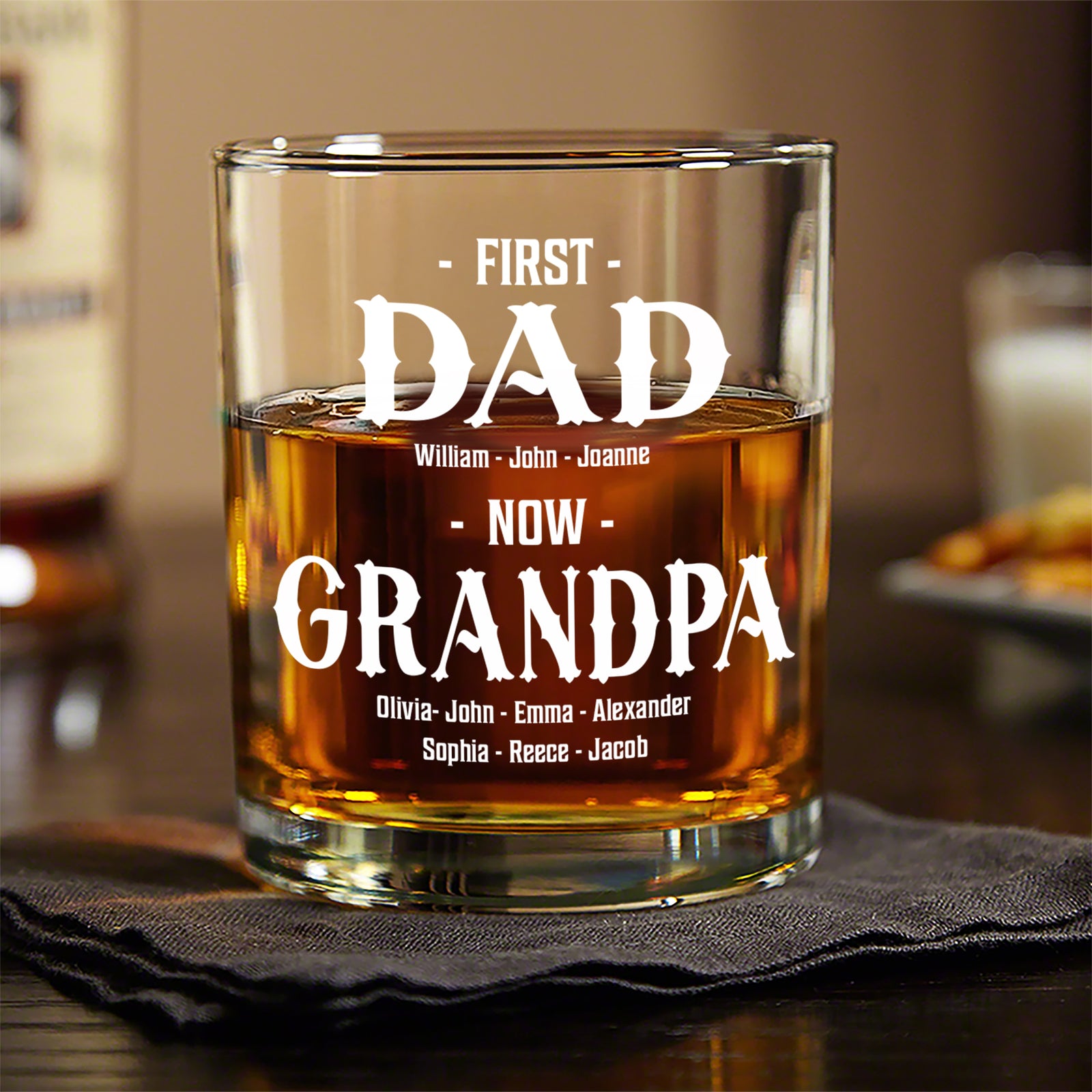 Personalized First Dad Now Grandpa Whiskey Glass Gift For Father's Day TH10 169611