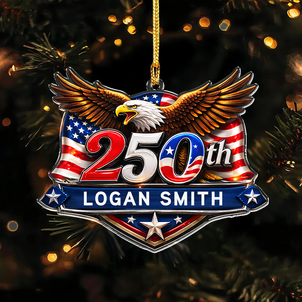 Personalized 250th Anniversary 1776-2026 Eagle USA Semiquincentennial Patriotic Acrylic Ornament HO82 903352
