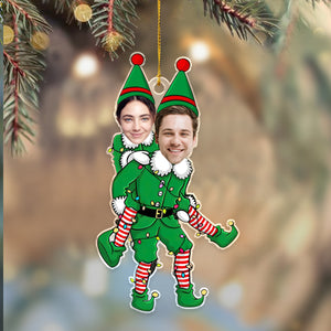 Custom Couple Photo Funny Elf Couple Acrylic Ornament HO82 893322