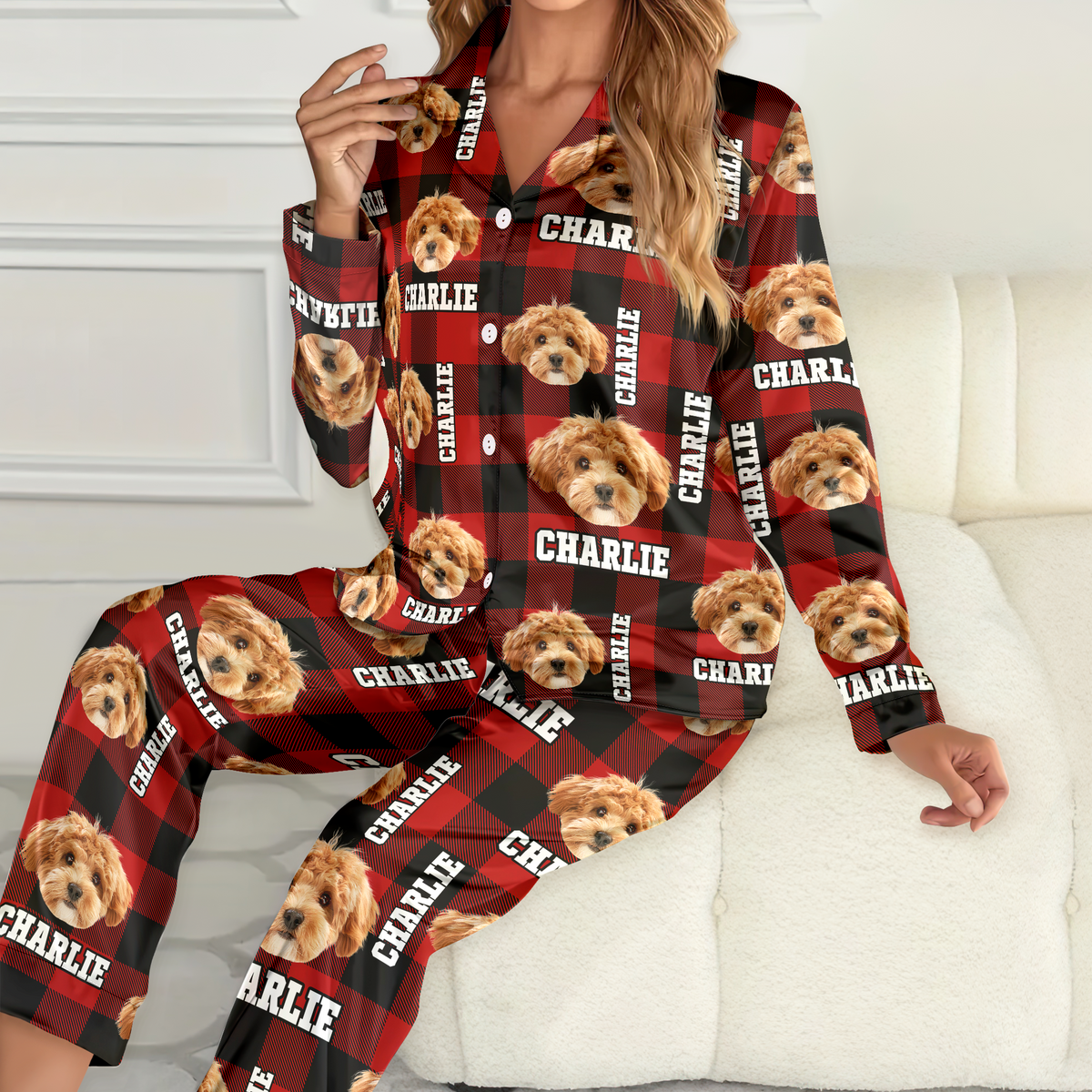 Custom Photo Name Dog Cat Satin Pajamas CH07 896208