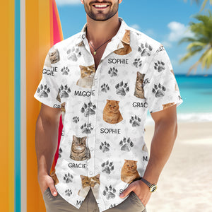 Custom Cat Photo With Paw Pattern Hawaii Shirt For Cat Lover TH10 894125