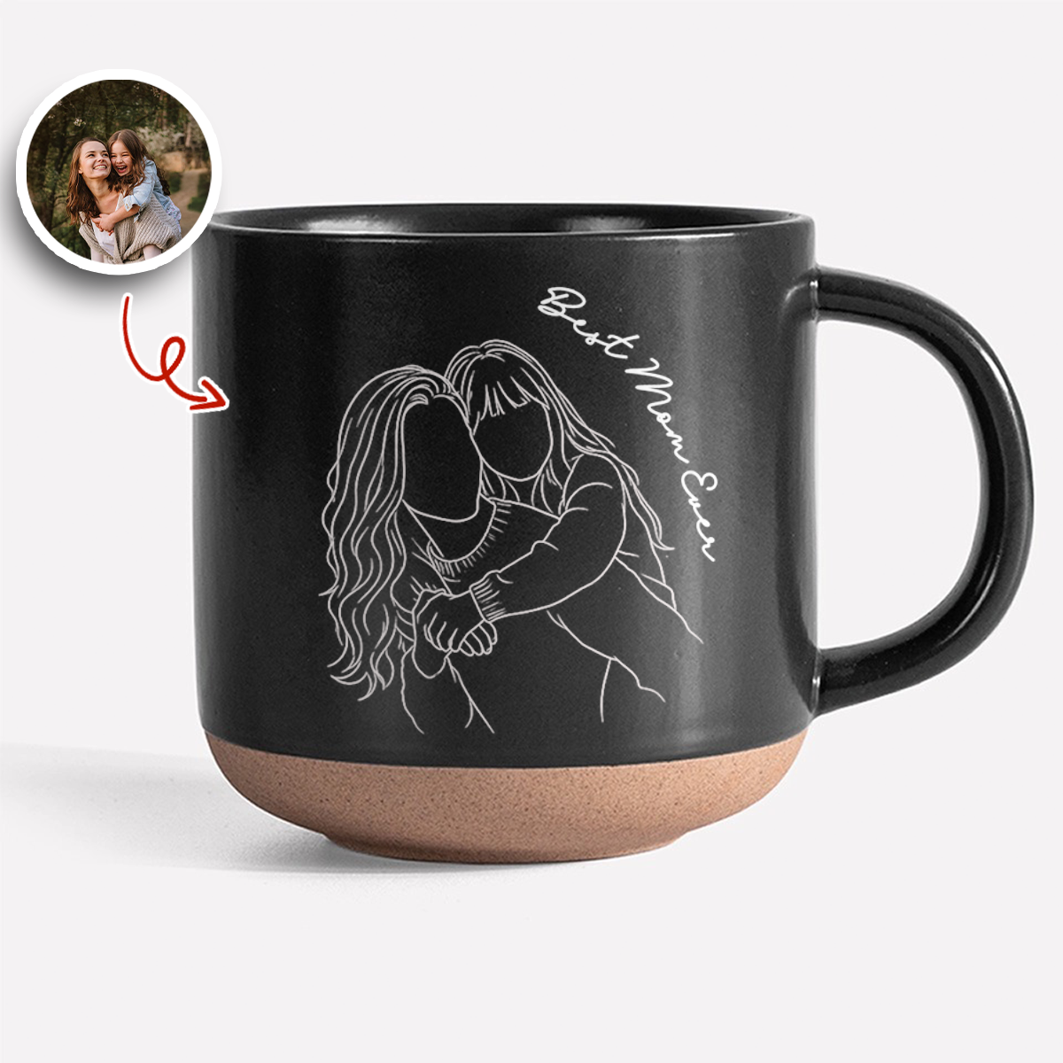 Personalized Photo Mom Dad Engraved Pottery Mug - Personalized Father’s Day Gift CH07 911398