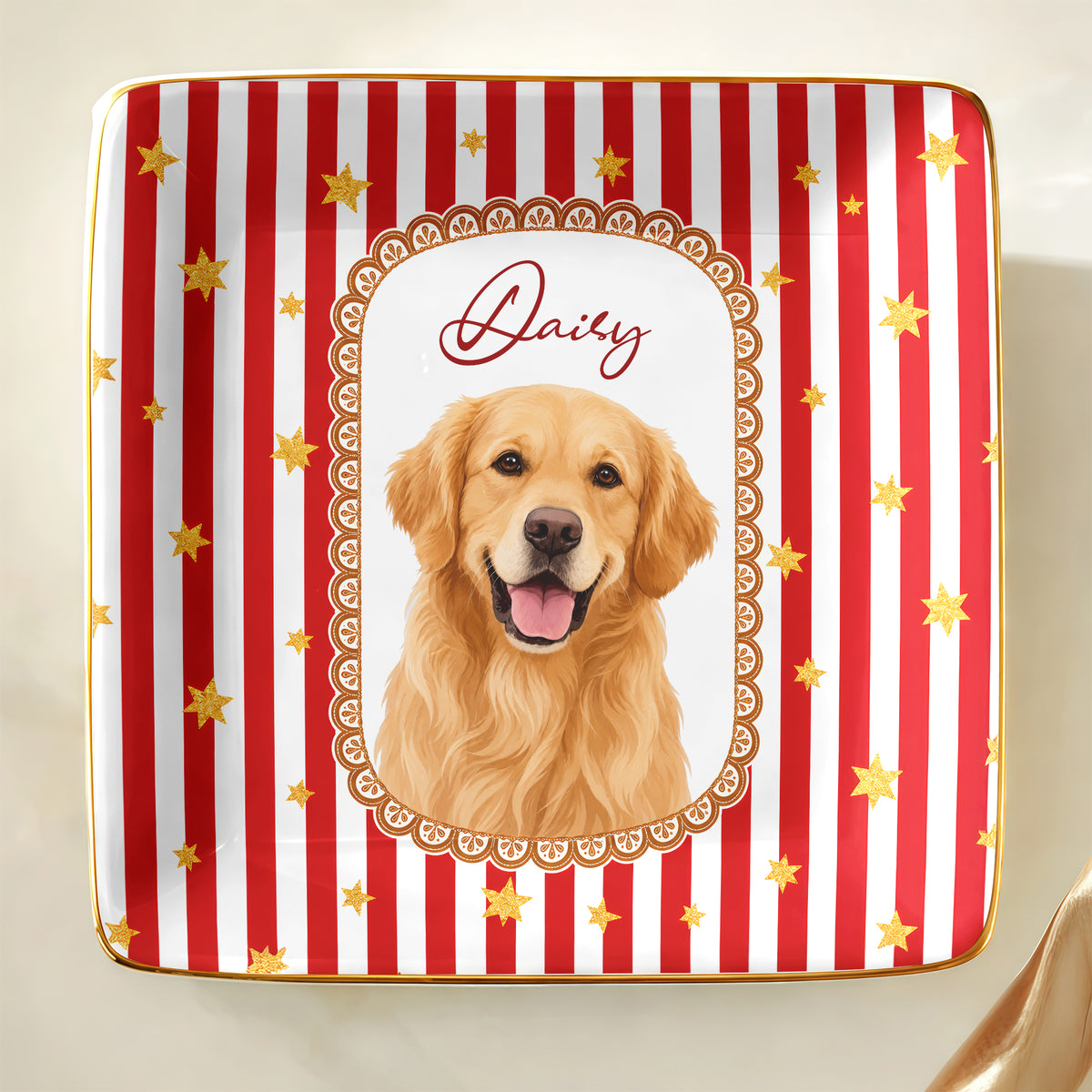 Custom Cartoon Pet Photo Vintage Jewelry Dish Gift For Pet Lovers LM32 669739