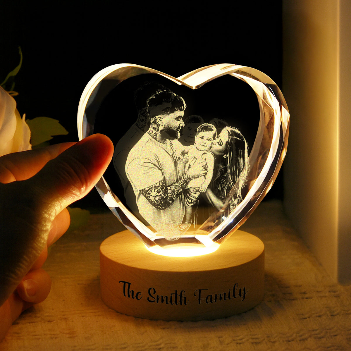 Custom Family Photo Engraved Crystal Photo With Light HA75 898206
