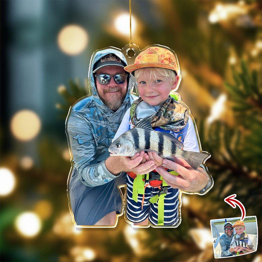 Custom Photo A Man Addicted To Fishing Acrylic Ornament Gift For Fishing Lovers HO82 894742