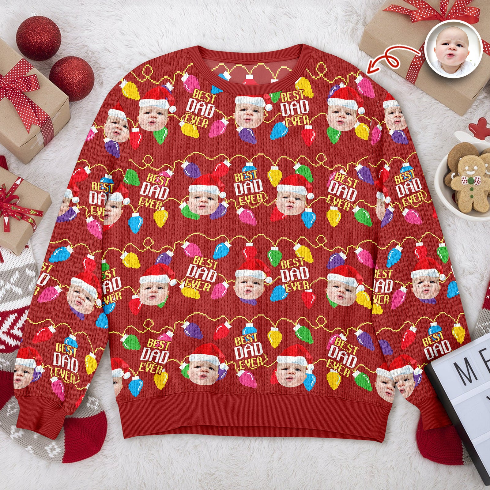 Custom Photo Christmas Best Dad Ever Ugly Sweater Gift For Family HO82 900416