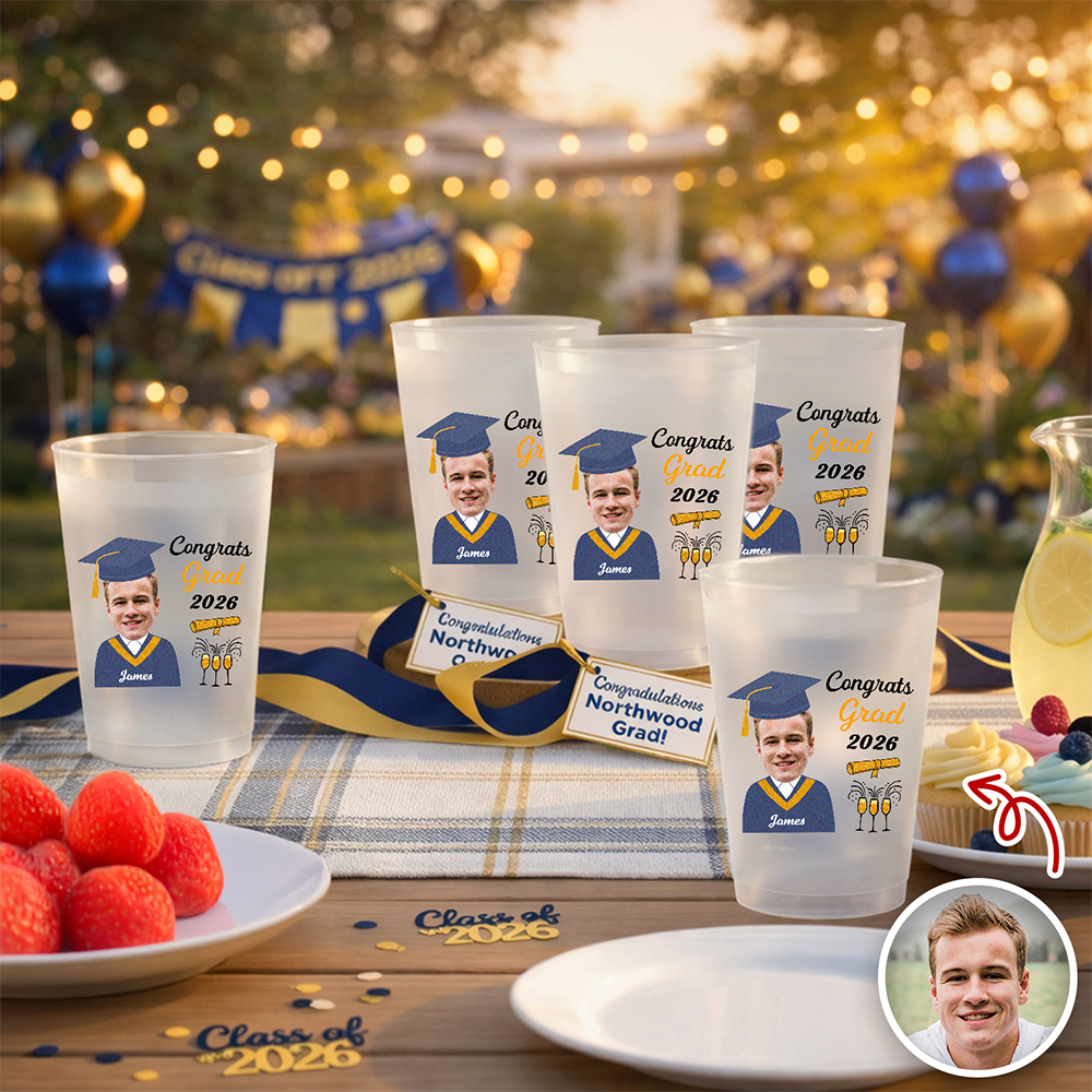 Custom Funny Face Congrats Grad 2026 Cups Graduation Day Party Decor HA75 921156