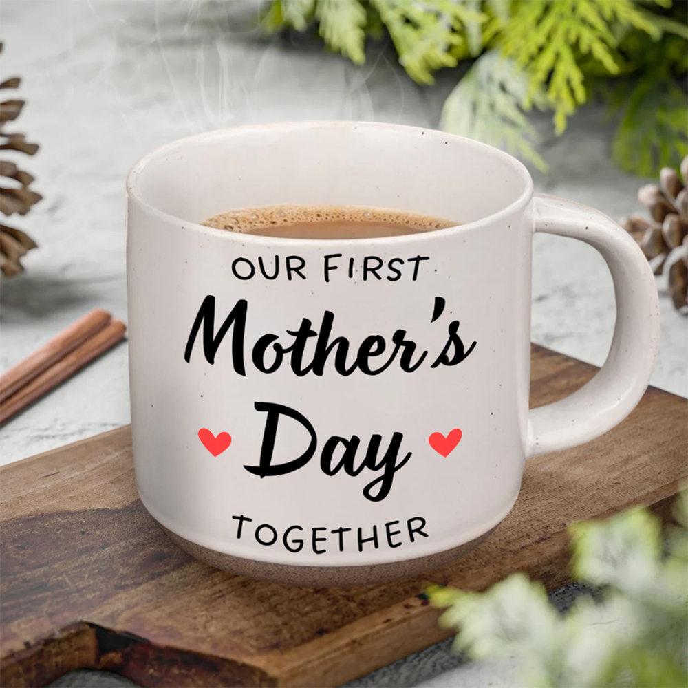 Custom Photo Our First Father Mother's Day Together Pottery Mug for New Mom New Dad LM32 899625