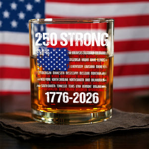 USA 250 Strong Flag American States Patriotic Whiskey Glass LM32 895337