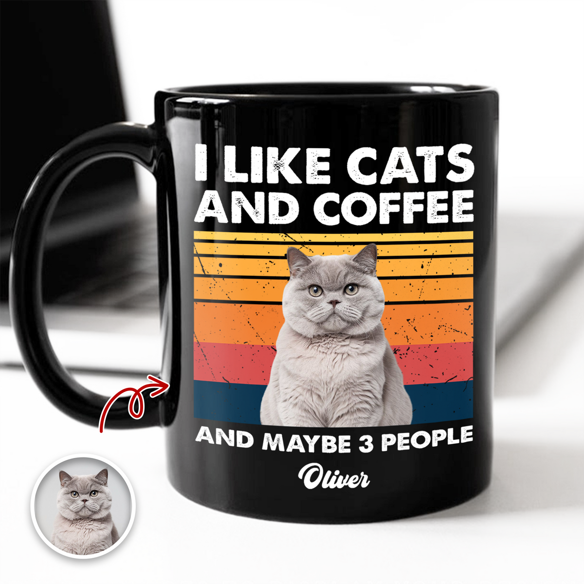Custom Photo I Like Cats And Coffee Personalized Black Mug Gift For Cat Lovers LM32 895035