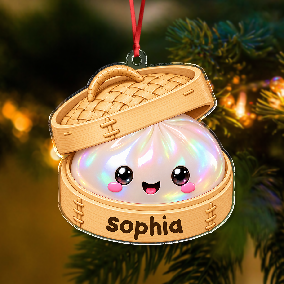 Custom Name Dim Sum Steamer Acrylic Ornament, Christmas Gift For Food Lovers TH10 171035