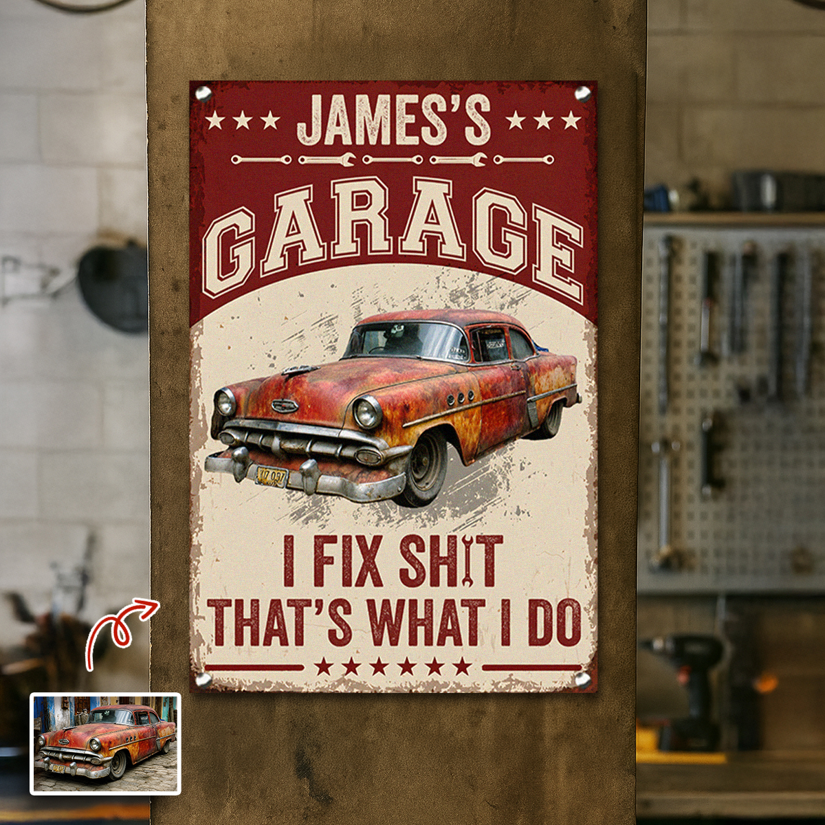 Custom Photo I Fix Sh!t That's What I Do Metal Sign - Funny Mechanic Gift TH10 170489