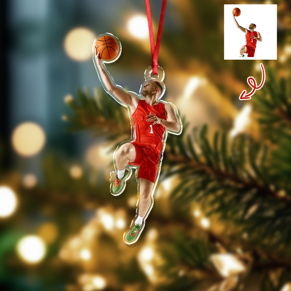 Custom Photo Basketball Players Acrylic Ornament Christmas Decorations HA75 897656