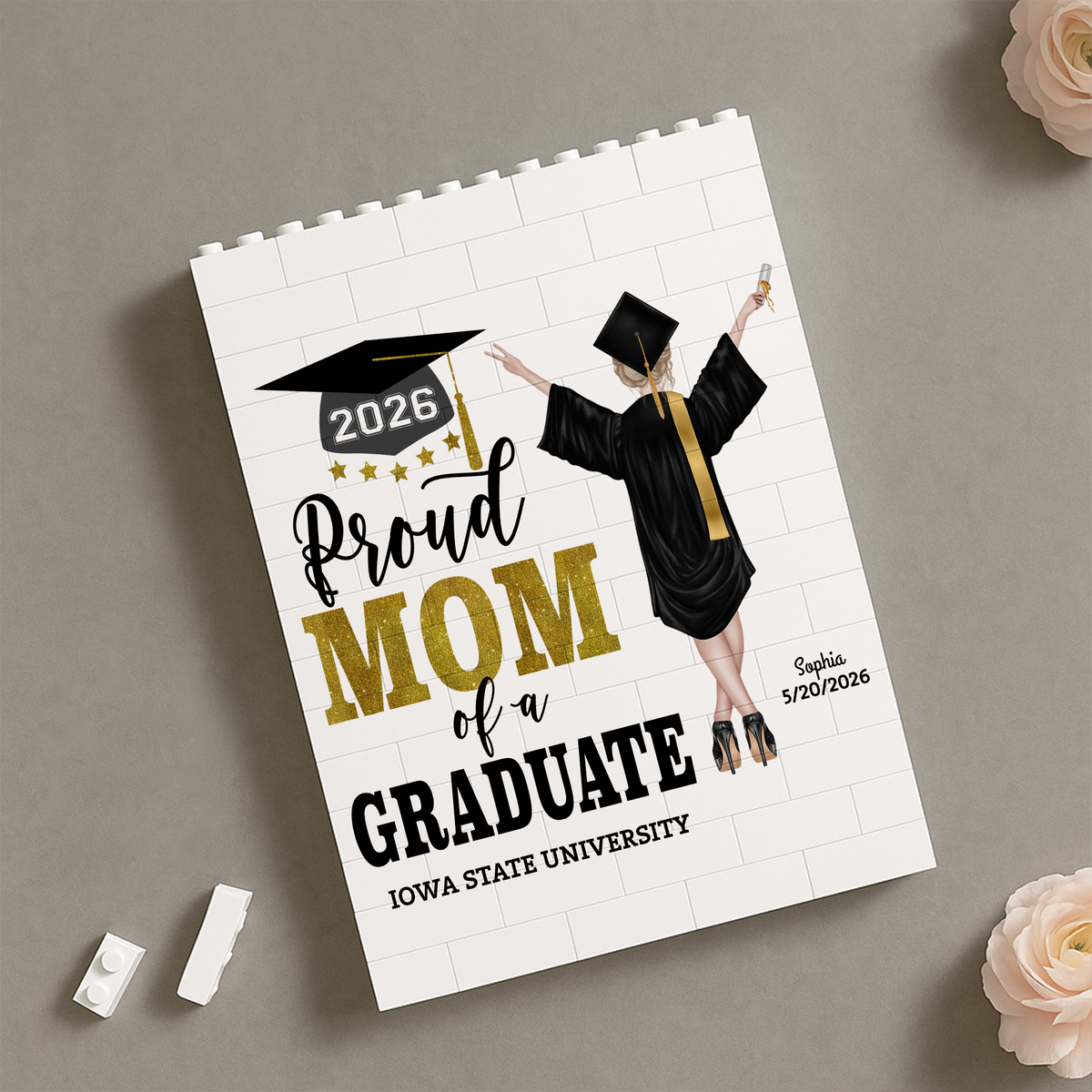 Personalized Proud Dad Proud Mom of a Graduate Graduation Building Block HO82 901424