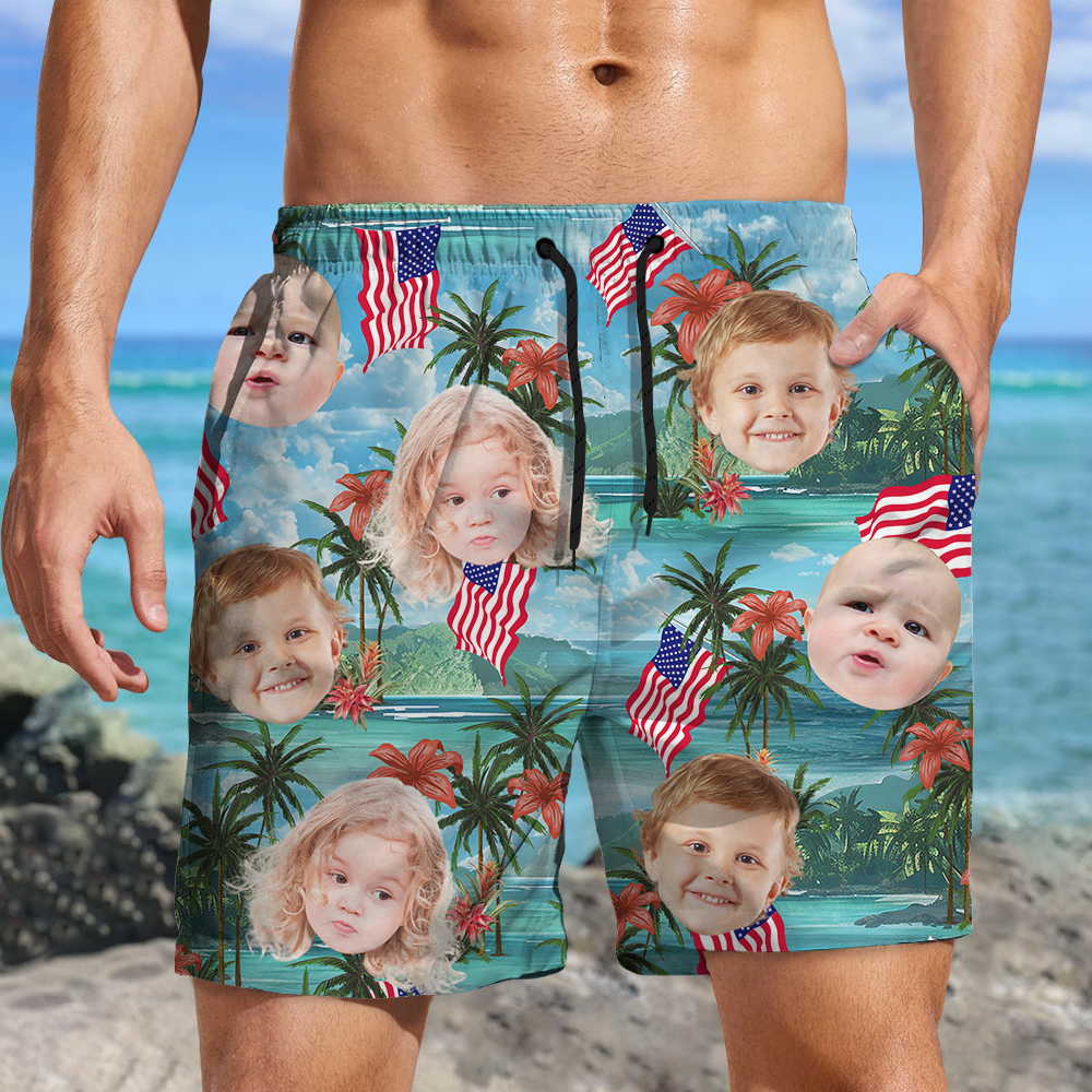 Custom Photo My American Spirit Beach Short - Gift For Family Members, Pet Owners, Pet Lovers LM32 893647