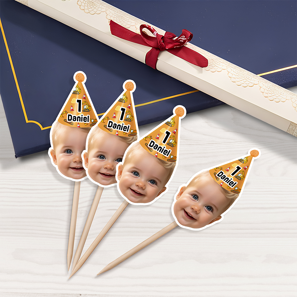 Custom Cute Baby Face Birthday Decoration Party Cupcake Toppers LM32 893239