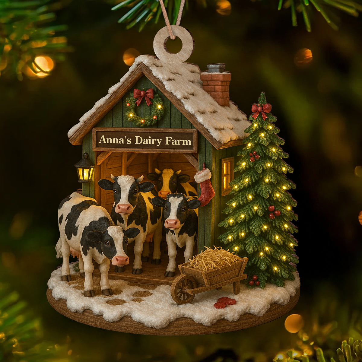 Custom Wood Ornament Gifts For Women, Men - Moo Love, Moo Christmas LM32 895553