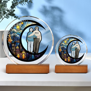 I Want To Grow Old With You Couple Personalized Round Acrylic Frame Block TH10 894059