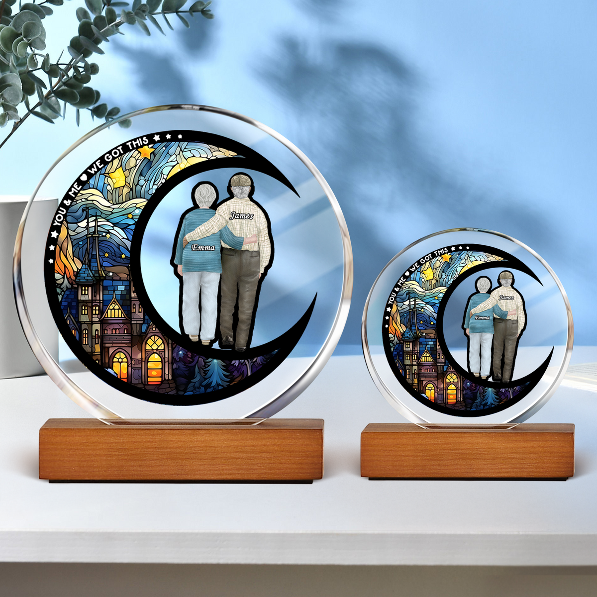 I Want To Grow Old With You Couple Personalized Round Acrylic Frame Block TH10 894059