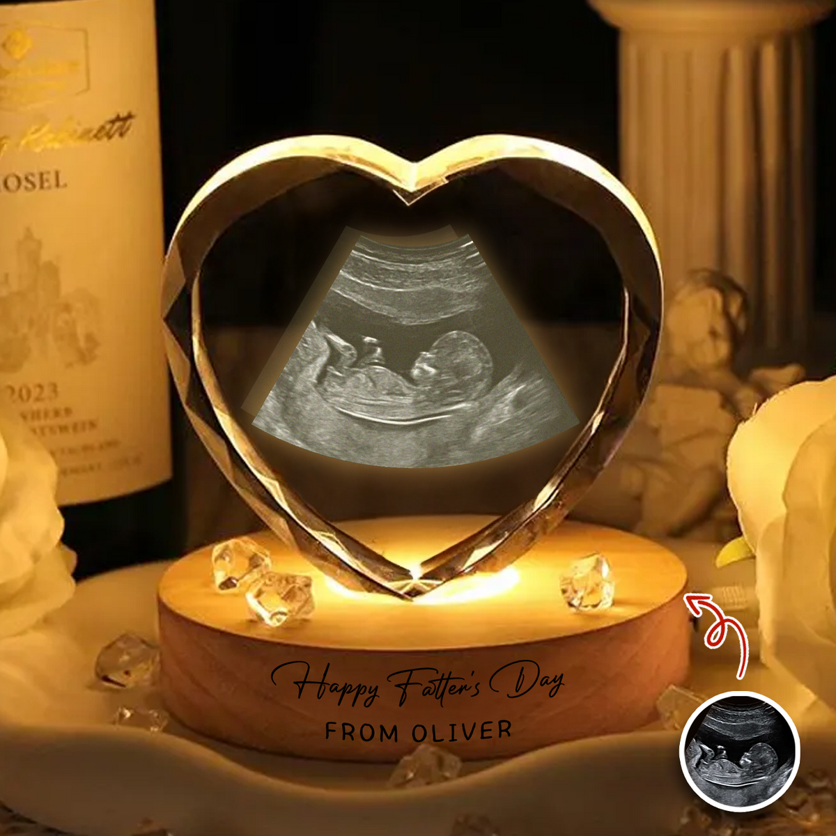 Custom Photo Happy Father's Day Engraved Crystal Photo With Light CH07 921474