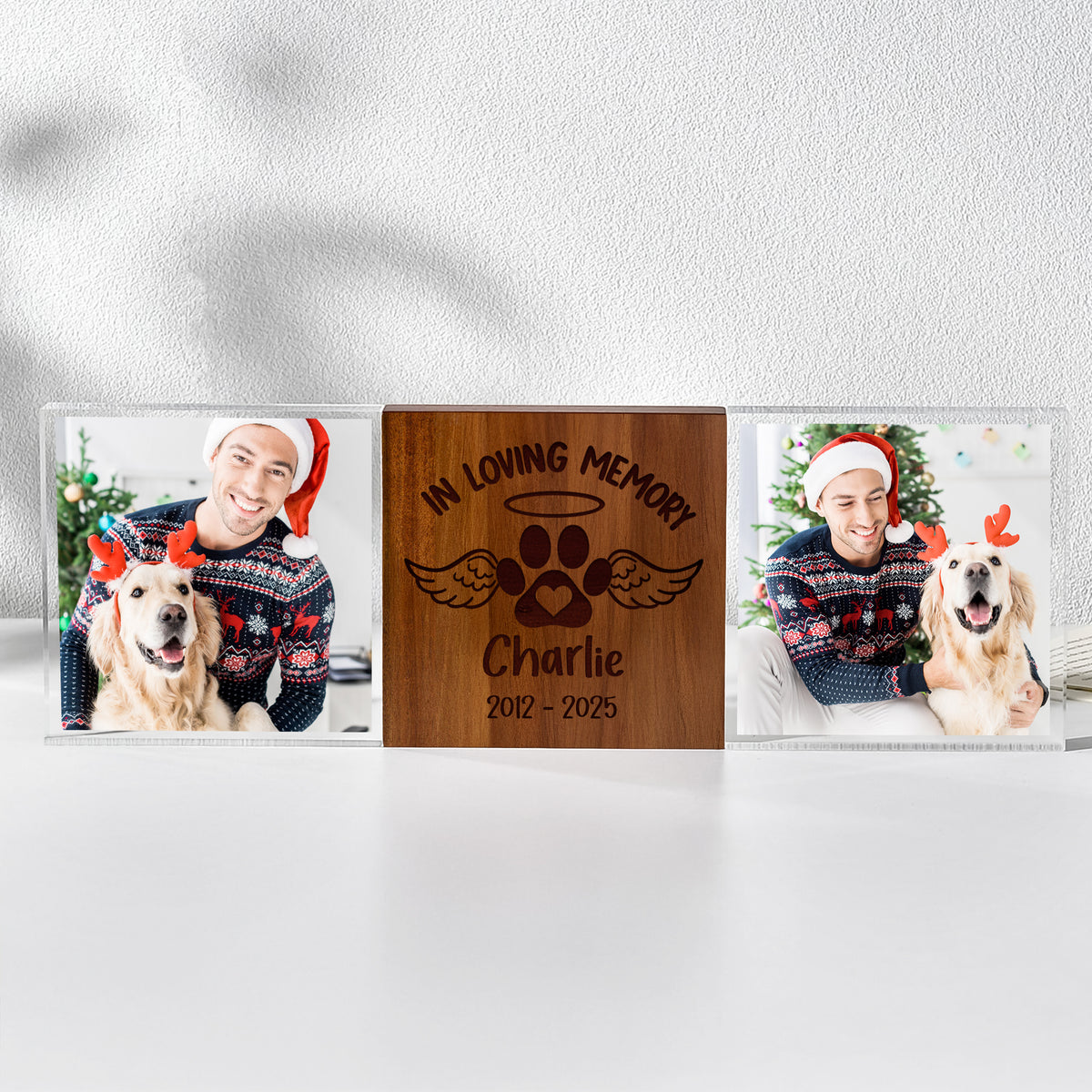 Custom Photo In loving Memory Dog Memorial Wooden & Acrylic Photo Block Set HA75 892700