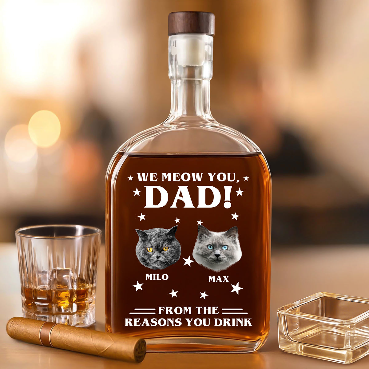 Custom Photo We Meow You - Cat Personalized Custom Whiskey Bottle - Father's Day, Gift For Dad, Pet Owners, Pet Lovers HO82 894078