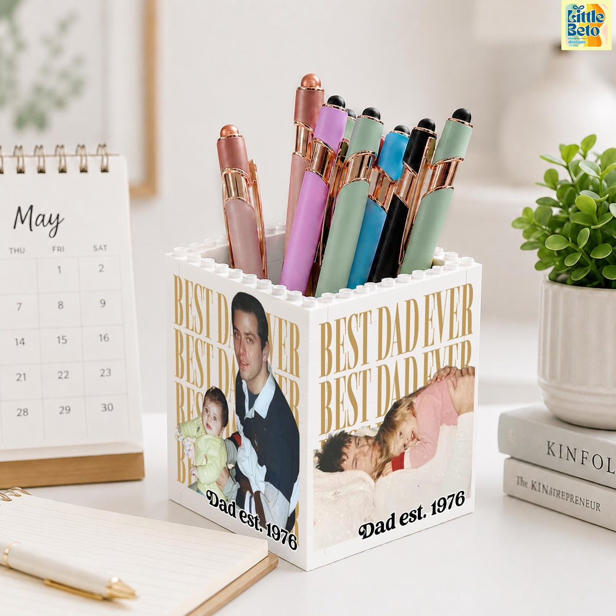 Personalized Photo Best Dad Ever Building Block Pen Holder - Gift For Family, Father's Day LM32 669071