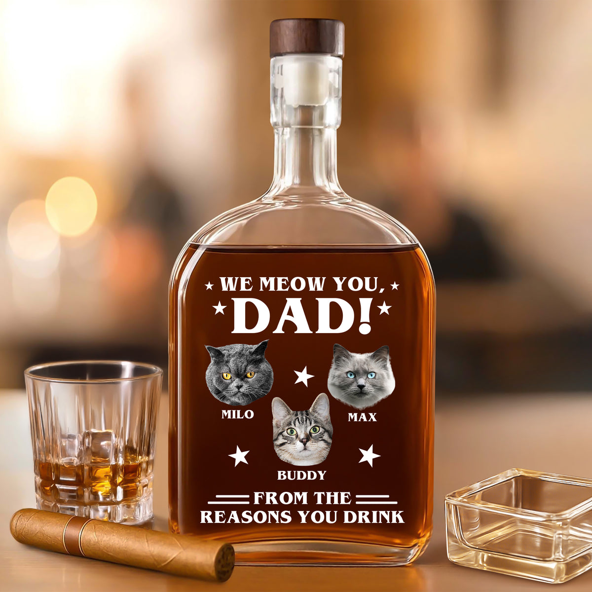 Custom Photo We Meow You - Cat Personalized Custom Whiskey Bottle - Father's Day, Gift For Dad, Pet Owners, Pet Lovers HO82 894078