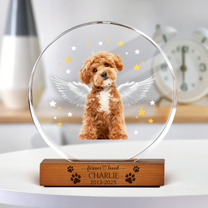 Custom Dog Photo Gift Memorial Round Acrylic Frame Block HO82 894172