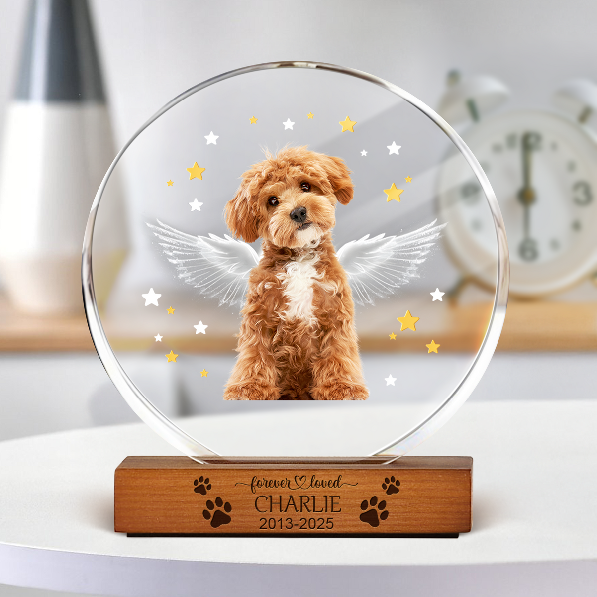 Custom Dog Photo Gift Memorial Round Acrylic Frame Block HO82 894172