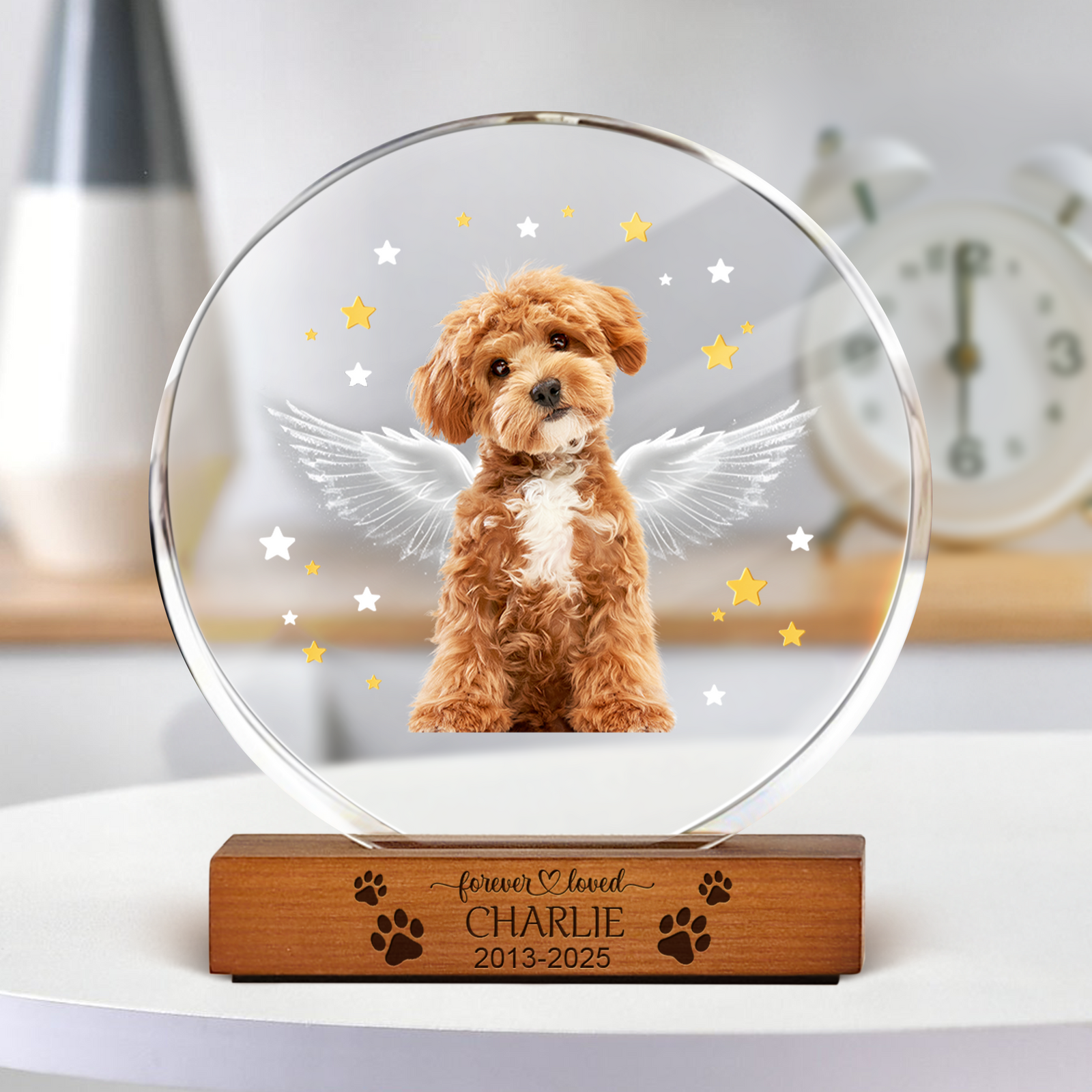 Custom Dog Photo Gift Memorial Round Acrylic Frame Block HO82 894172