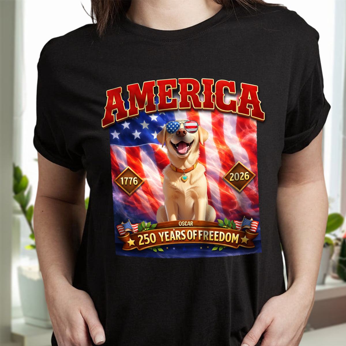 Personalized 250 Years Of Freedom Dog Dark Shirt HA75 920252