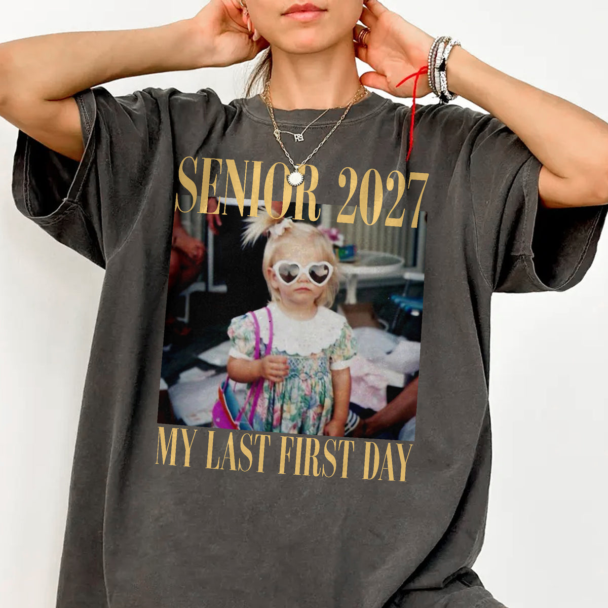 Custom Childhood Photo Retro Senior 2027 - My Last First Day Comfort Shirt HA75 922056