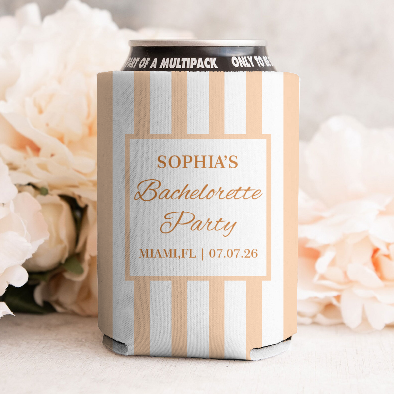Custom Name Beach Bachelorette Can Cooler - Personalized Coastal Party Favor HO82 903050