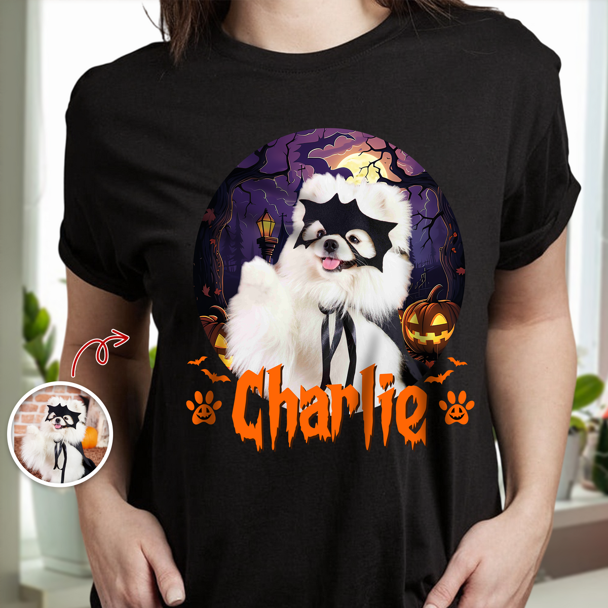 Custom Dog Cat Photo Funny Ghost Halloween Dark Shirt HO82 894978