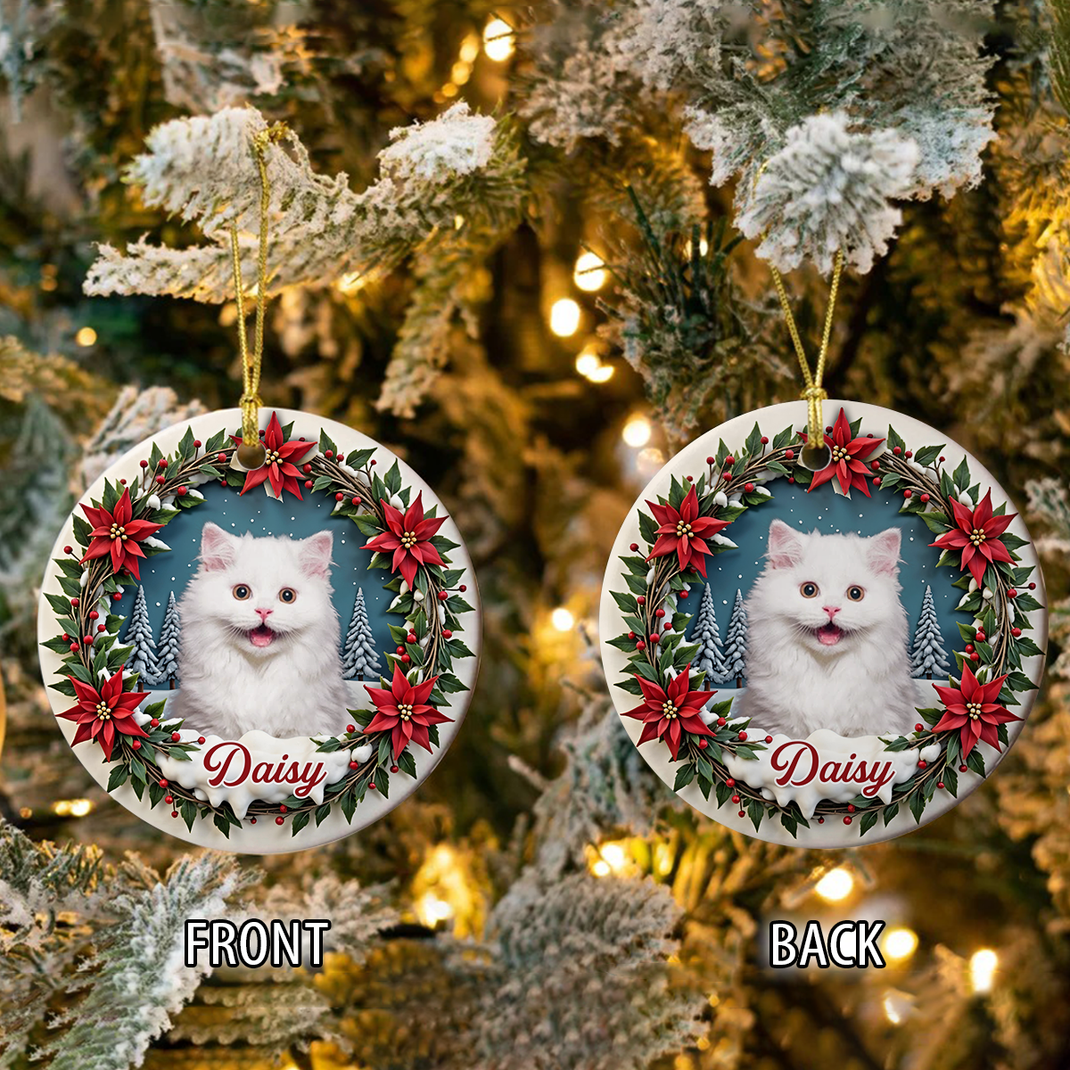 Custom Photo Cat Personalized Ceramic Ornament For Christmas HA75 897068