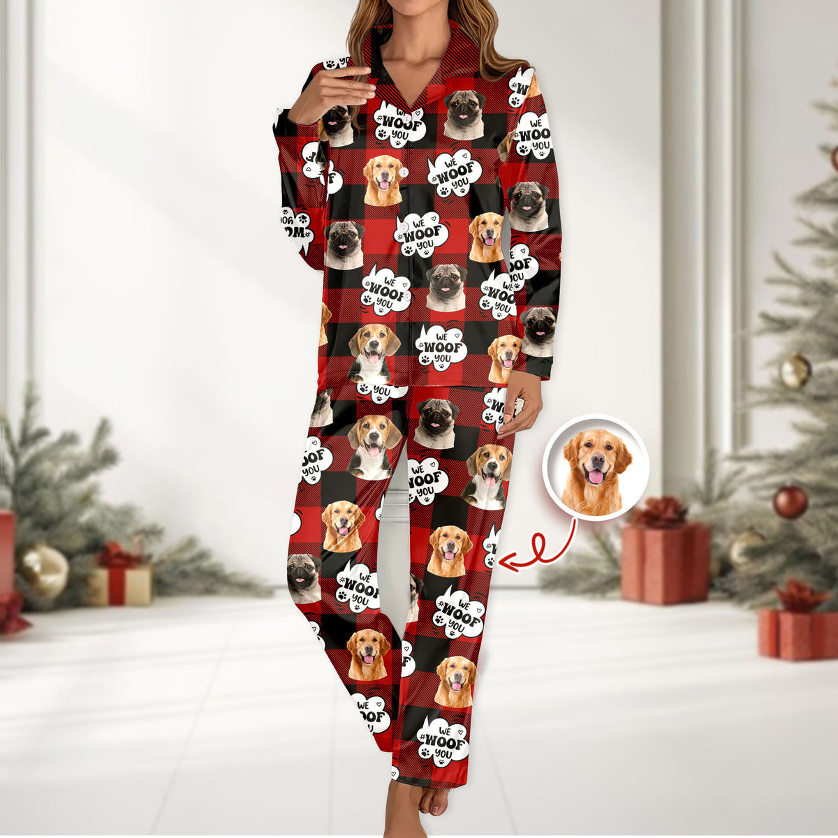 Custom Photo I Woof You - Personalized Pajamas Gift For Dog Lovers HO82 894382