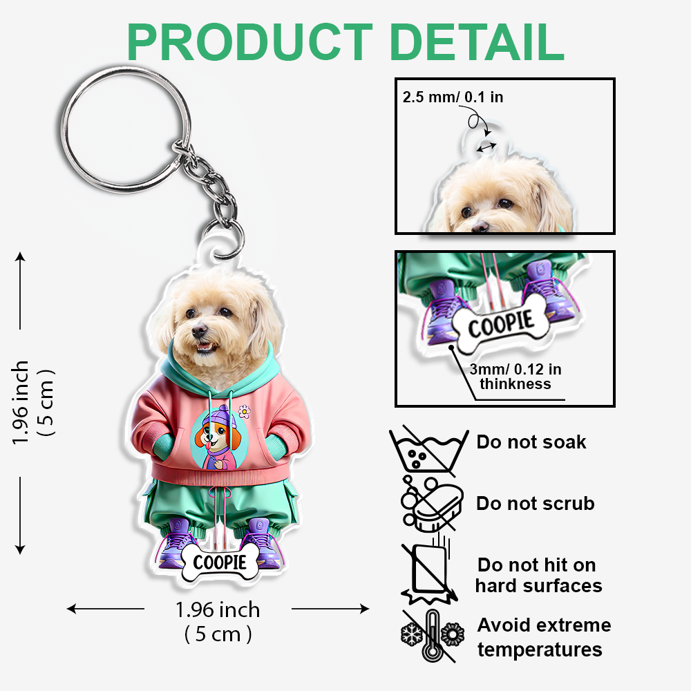 Custom Photo Cute Dog Cat Acrylic Keychain Gift For Dog Lovers Cat Lovers CH07 895700