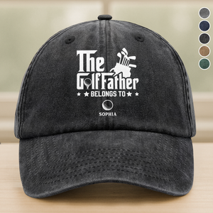 Personalized The Golffather Washed Denim Baseball Cap HA75 897098