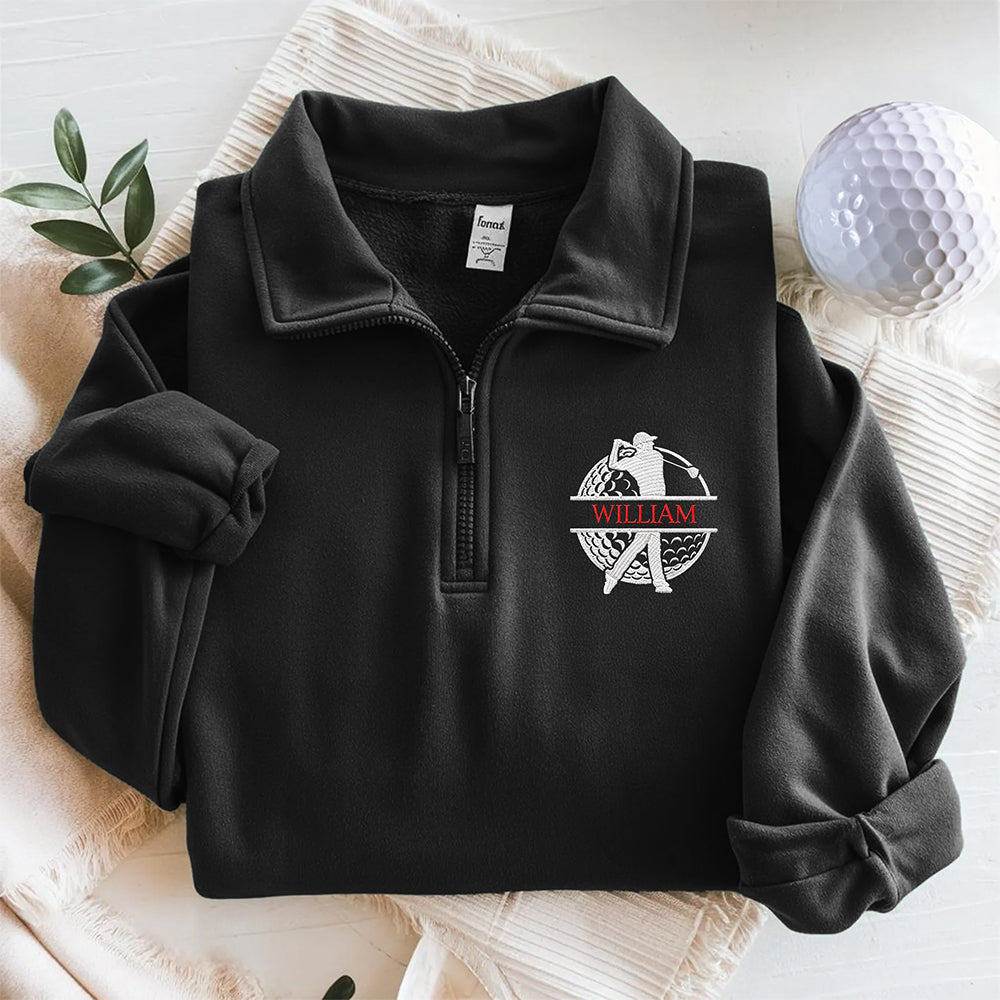 Personalized Ball Golf Embroidered Quarter Zip Sweatshirt, Unique Golf Enthusiast Gift, Golfers and Coaches Gift HO82 900760
