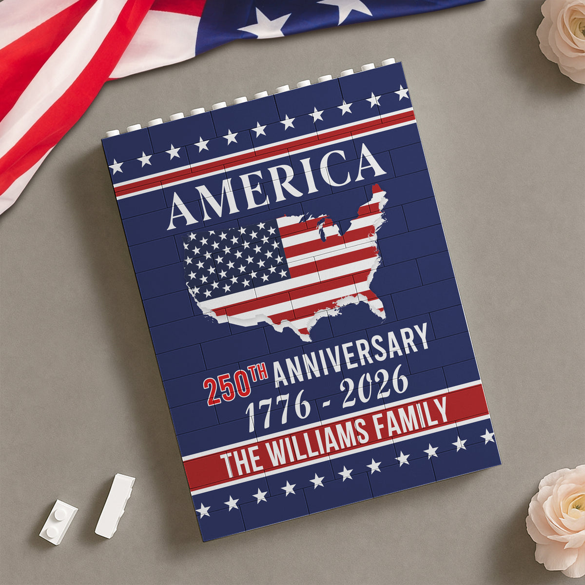 Personalized Family Name America 250th Anniversary Building Brick Blocks HA75 920536