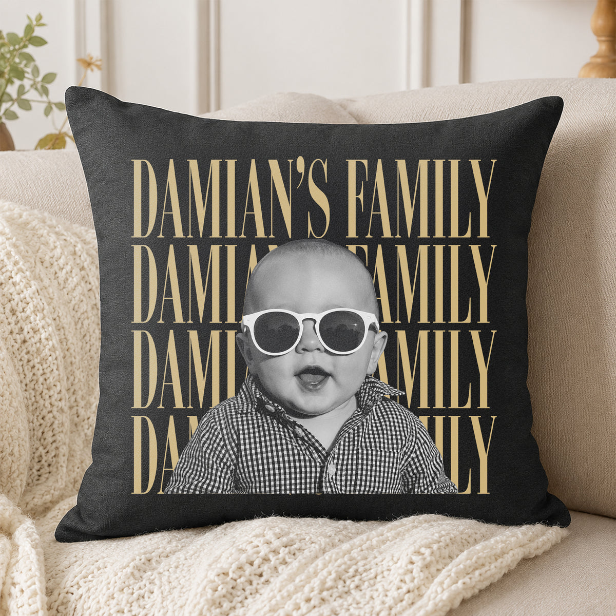 Custom Vintage Photo Pillow - Personalized Gift for Family TH10 170325