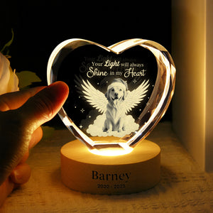 Custom Photo Dog Cat Pet Your Light Will Always Shine In My Heart Memorial Engraved Crystal Photo With Light HA75 898212