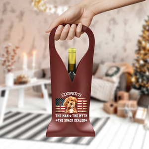 Custom Photo Dog Dad The Man The Myth American Flag Dad Leather Wine Bag LM32 893877