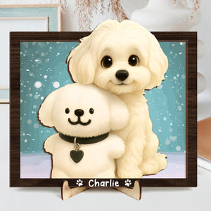 Custom Cartoon Photo Cute Gifts For Pet Lovers 2-Layered Wooden Plaque With Stand LM32 893523