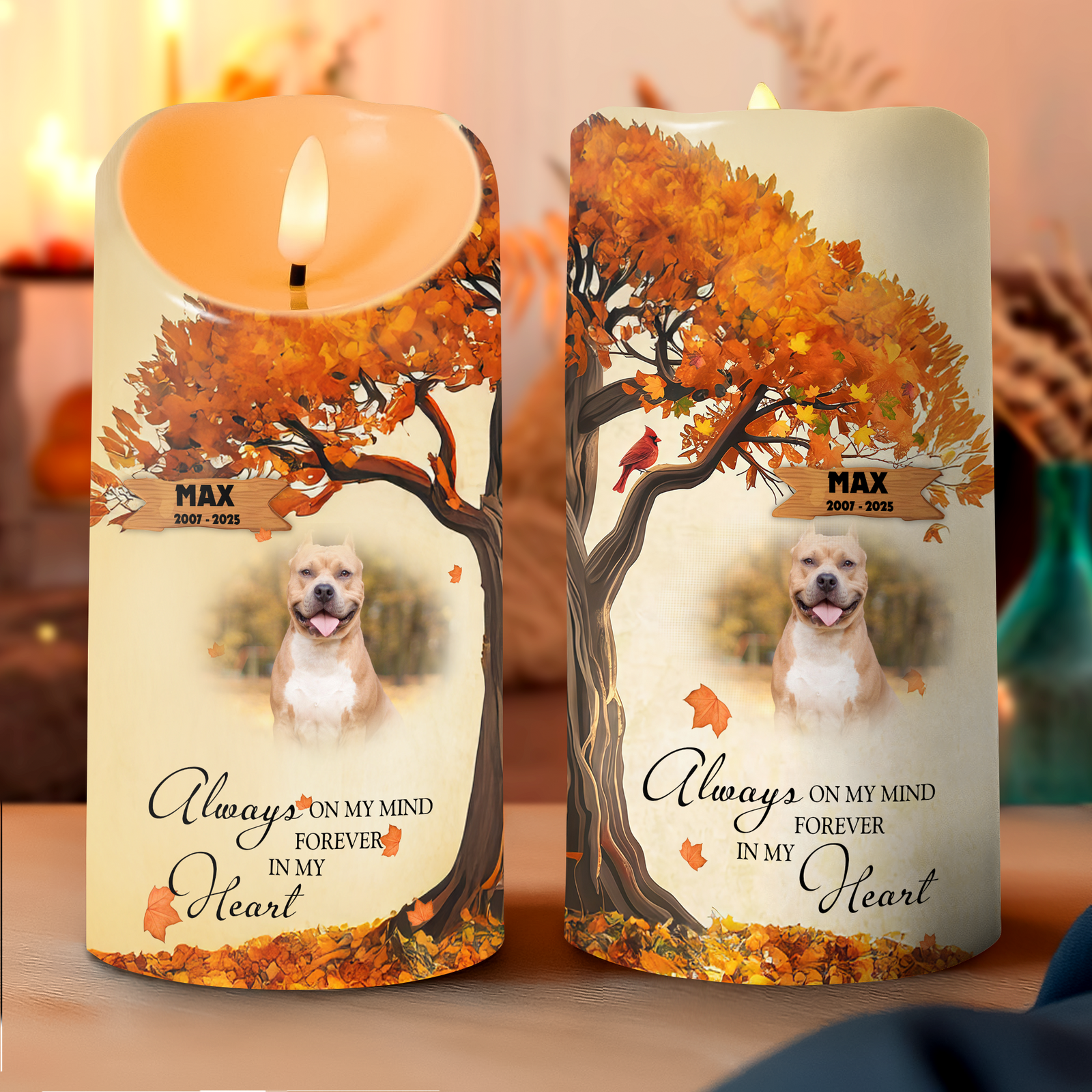 Custom Pet Photo Always Loved Never Forgotten Memorial LED Candle LM32 895893