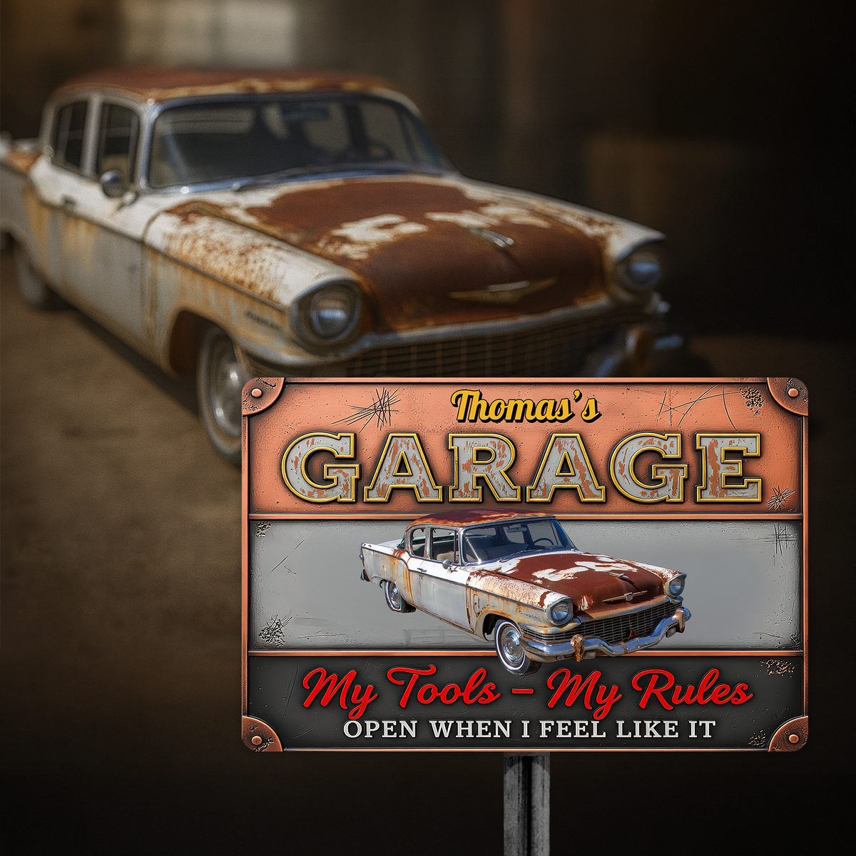 My Tools My Rules Custom Car Photo Retro Garage Metal Sign CH07 896276