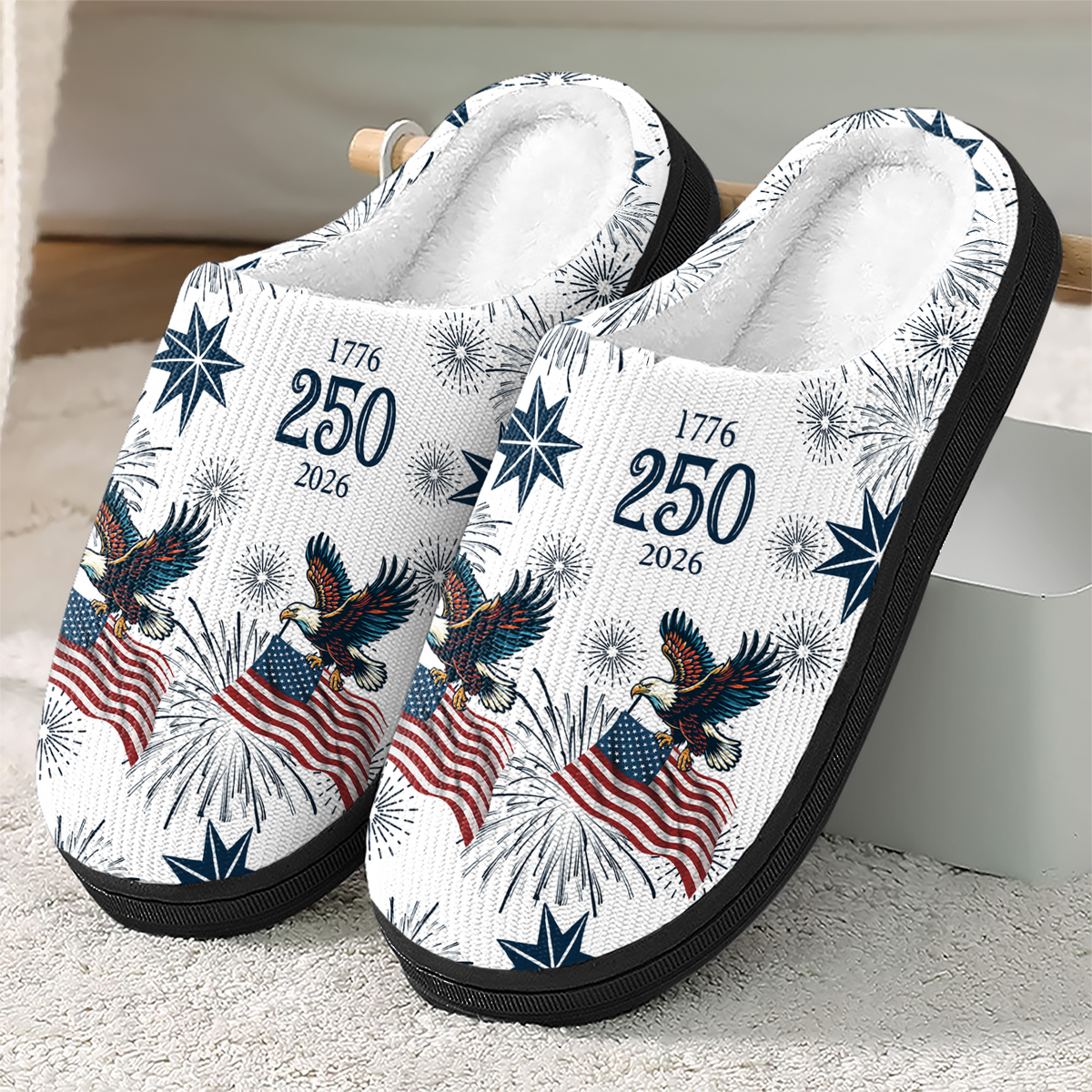 Personalized USA 250 Anniversary Eagle 1776-2026 Slippers HA75 919076
