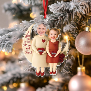 Custom Photo Moon Of Love Family Acrylic Ornament, Gift From Niece For Grandma HO82 900560