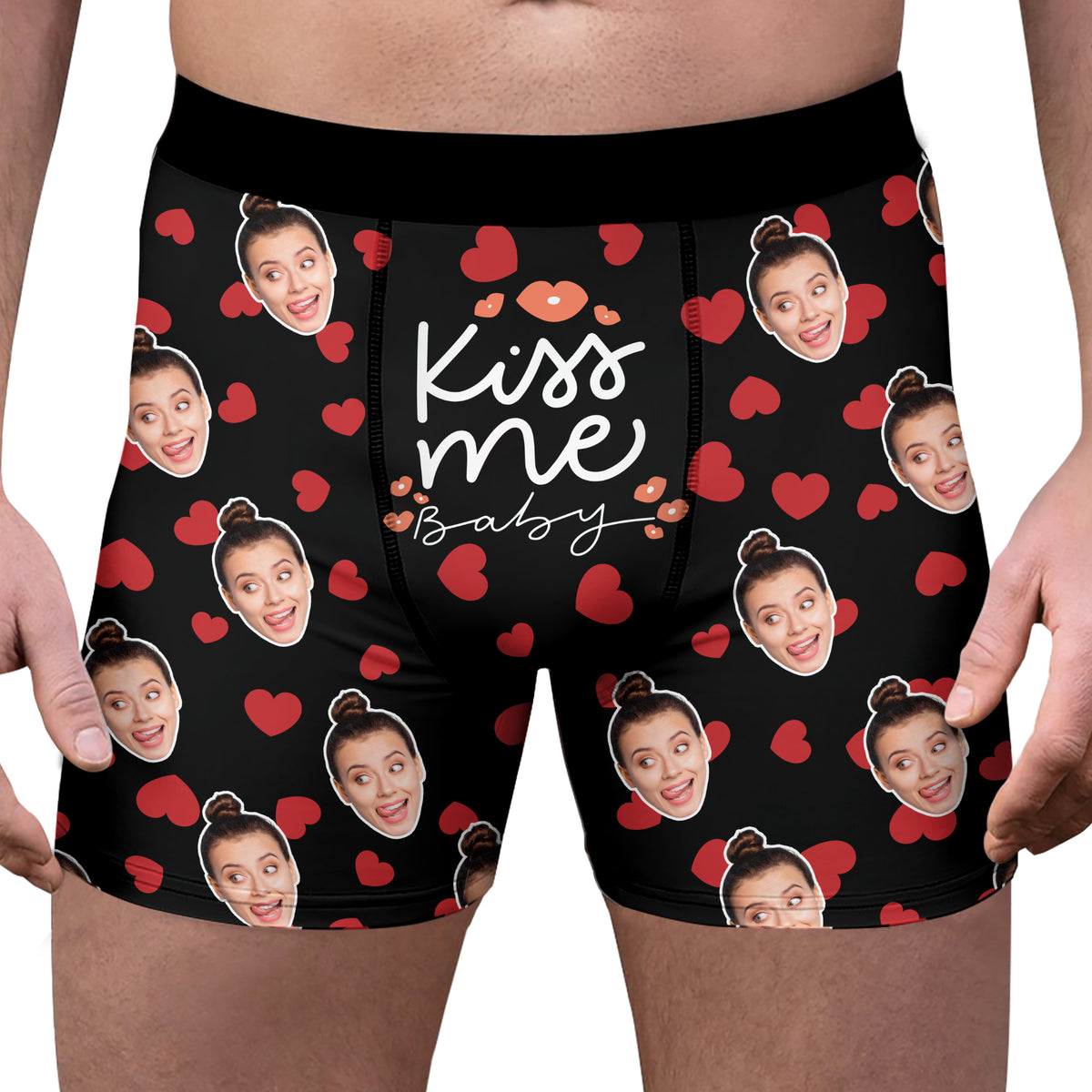 Custom Face Photo Kiss Me Men's Boxer Brief Funny Valentine Gift For Husband/Boyfriend CH07 899742